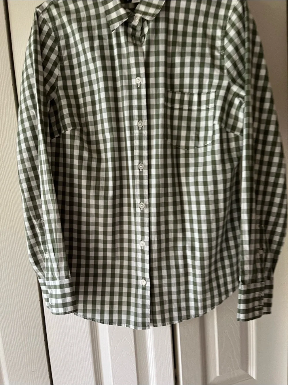 J. Crew Womens Green and White Gingham Button-Down Shirt